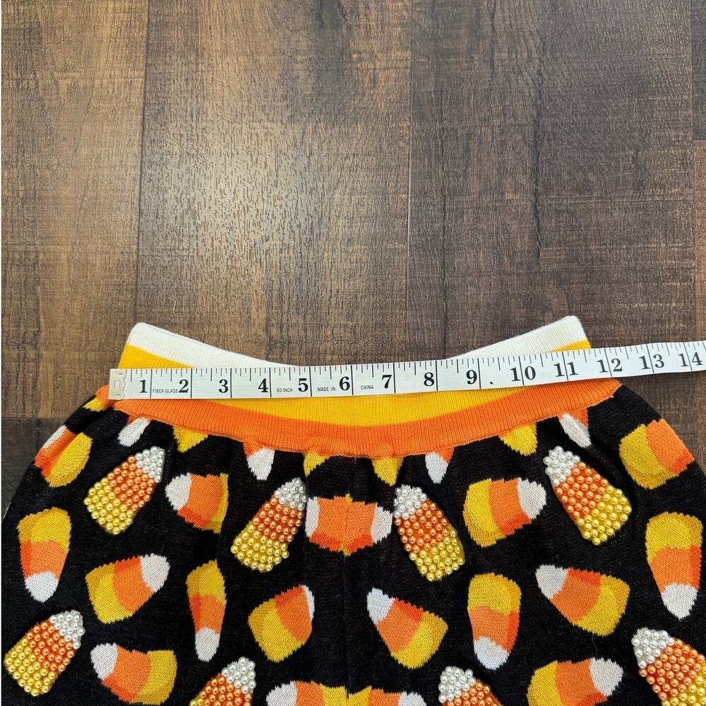 Queen of Sparkles Candy Corn Rhinestone Knit Shorts XS Halloween Lounge Shorts - Picture 4 of 9